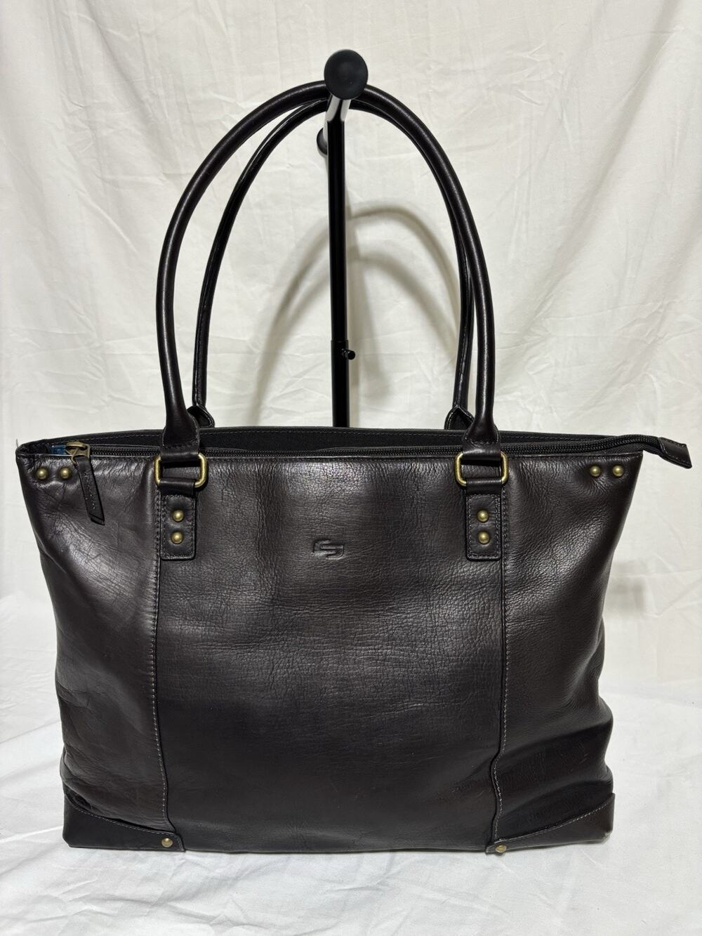 Solo New York Brown Leather Laptop Tote Bag Work Business Shoulder Bag Padded